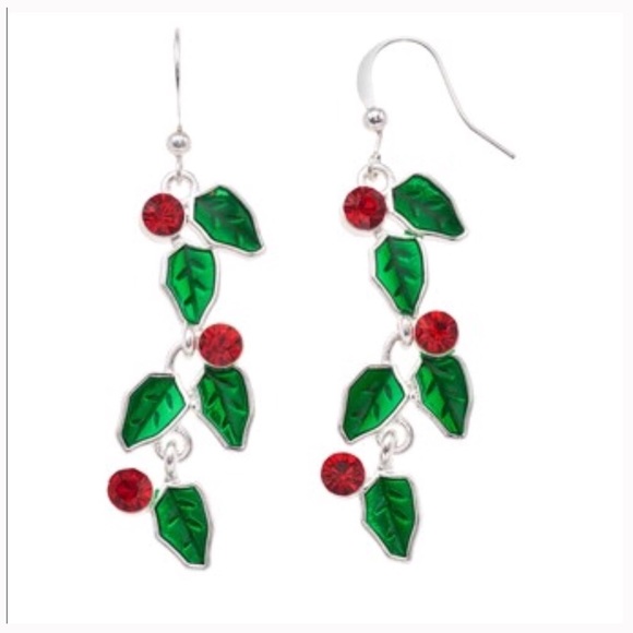 Jewelry - Holly Leaf Nickel Free Drop Earrings Jewelry - Holly Leaf Nickel Free Drop Earrings